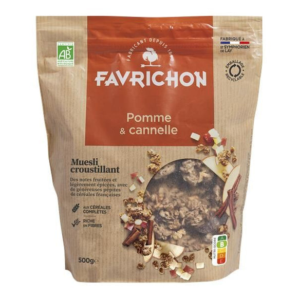 Muesli Crocante Biológico Maçã e Canela 500g - Favrichon - Crisdietética