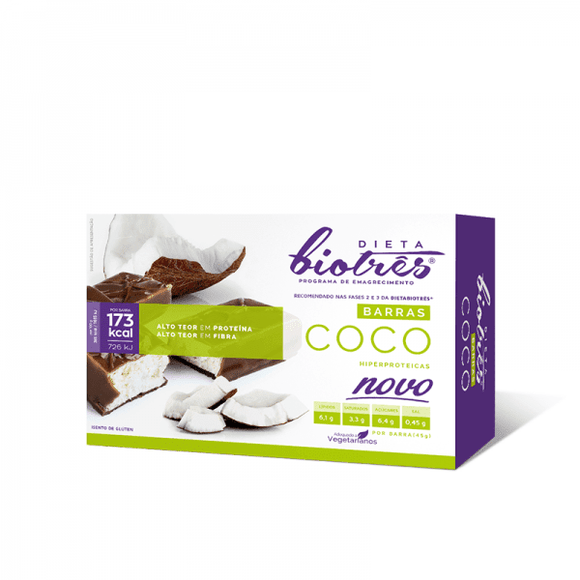 Barras de Côco 4*45gr- Biotrês - Crisdietética