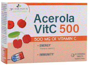 Acerola 24 Comprimidos Mastigáveis - 3 Chenes - Crisdietética