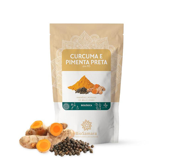 Curcuma e Pimenta Preta em Pó 125g - Biosamara - Crisdietética