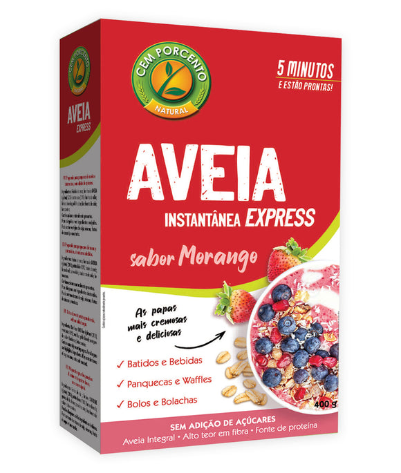 Aveia Morango Express 400g - Cem porcento - Crisdietética