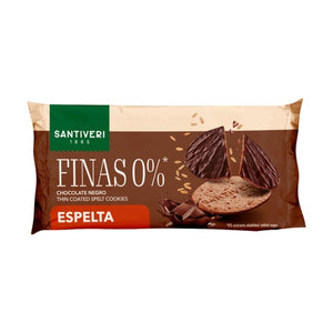 Bolachas Finas Integrais de Espelta c/cobertura de Chocolate Preto - Santiveri