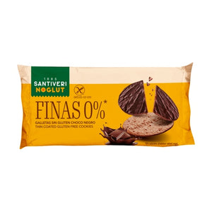 Bolachas Finas Noglut sem glúten c/cobertura de Chocolate Preto - Santiveri