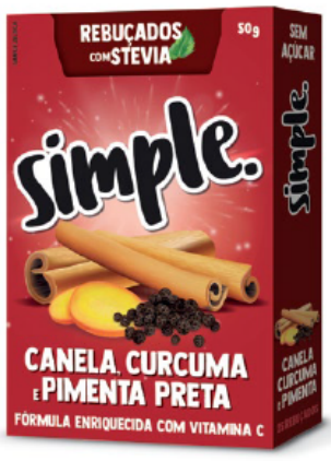 Rebuçados Canela, Curcuma e Pimenta Preta 50g- Simple - Crisdietética