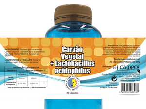 Carvão Vegetal + Lactobacillus Acidófilus 120 Cápsulas - Pure Nature