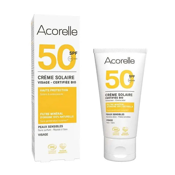 Protetor Solar Rosto SPF50 Bio 50ml - ACORELLE - Crisdietética