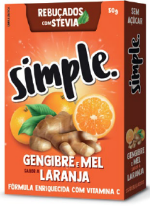 Rebuçados Gengibre, Mel e Laranja 50g- Simple - Crisdietética