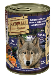 Cão Dog Turkey & Salmon, Pumpkin, Sweet Potato 400g - Natural Greatness - Crisdietética