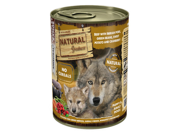 Cão Dog Beef & Pork, Beans, Sweet Potato & Cranberrie 400g - Natural Greatness - Crisdietética