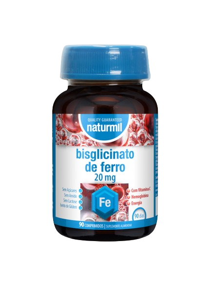 Bisglicinato de Ferro 20 mg 90 Comp - Naturmil - Crisdietética