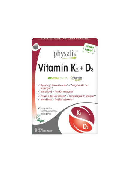 Vitamina K2 + D3 60 Comp - Physalis - Crisdietética