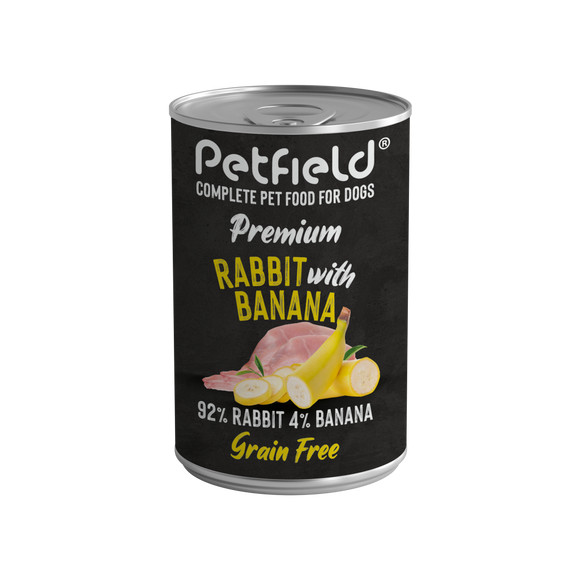 Wetfood Premium Dog Rabbit e Banana Lata 400g* 6 Unidades - Petfield - Crisdietética