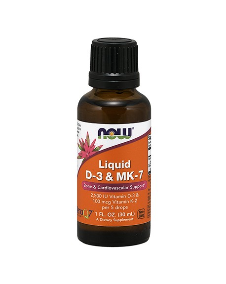 NOW Liquid D-3 & MK-7 2500IU/100mcg 30ml - Celeiro da Saúde Lda