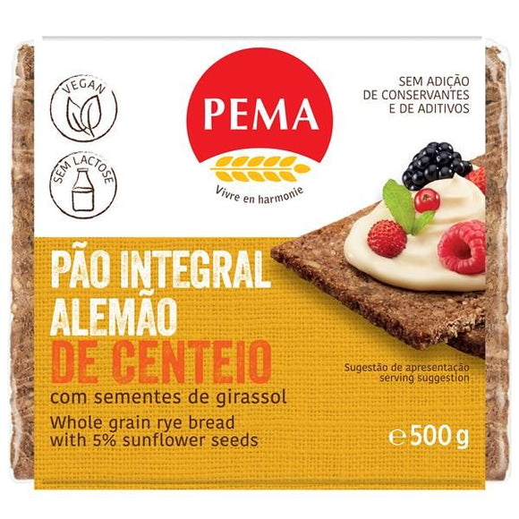 Pão Alemão Integral de Centeio com Sementes de Girassol 500g - Pema - Crisdietética