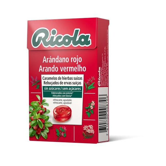 Rebuçados de Ervas Suíças Sabor Arando Vermelho 50g - Ricola - Crisdietética