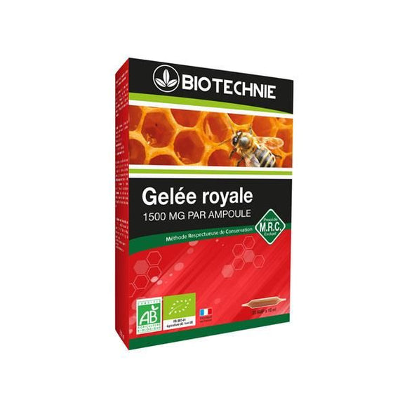 Geleia Real Biológico 1500mg 20 Ampolas - Biotechnie - Crisdietética