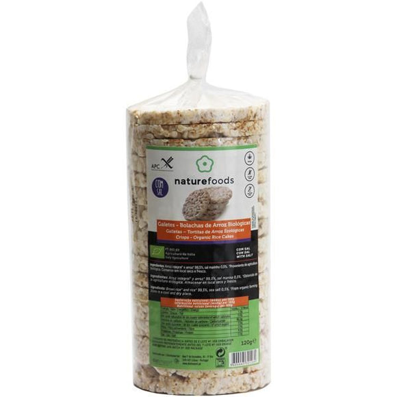 Bolachas de Arroz com Sal Biológico 120g - Naturefoods - Crisdietética