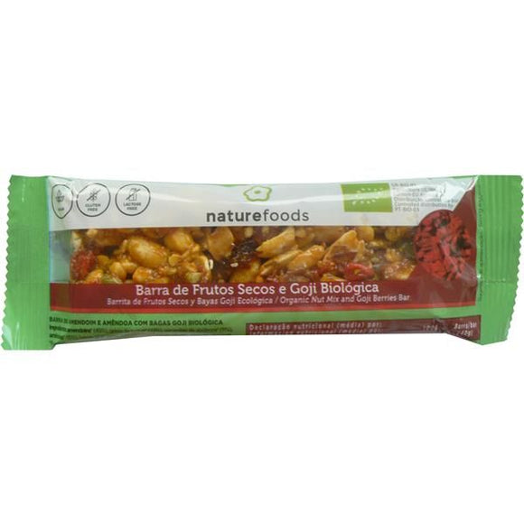 Barra de Frutos Secos e Goji Biológico 40g - Naturefoods - Crisdietética