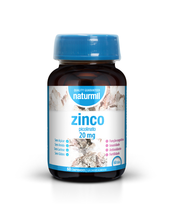 Zinco 20mg 60 Comprimidos - Naturmil - Crisdietética