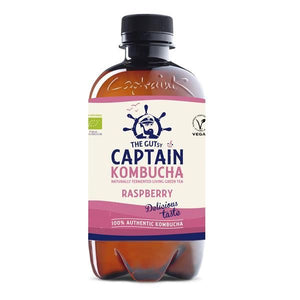 Kombucha Biológica de Framboesa 400ml - The Gutsy Captain - Crisdietética