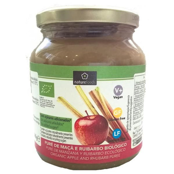 Puré de Maça e Ruibarbo Biológico 360g - Naturefoods - Crisdietética