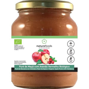 Puré de Maça e Arando Vermelho Biológico 350g - Naturefoods - Crisdietética