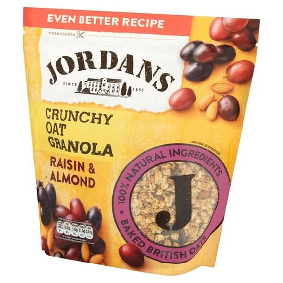 Crunchy Granola com Aveia, Uva e Amêndoa 750g - Jordans - Crisdietética