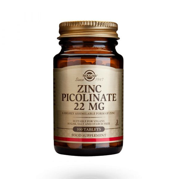 Zinc Picolinate 22mg 100 Cápsulas - Solgar - Crisdietética