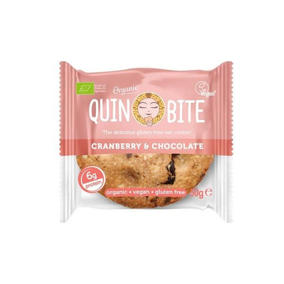 Cookie de Arando Vermelho e Chocolate Vegan 50g - Quin Bite - Crisdietética