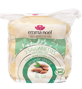 Sabonetes Amêndoas 3 Unidades  450g - Emma Noel - Crisdietética