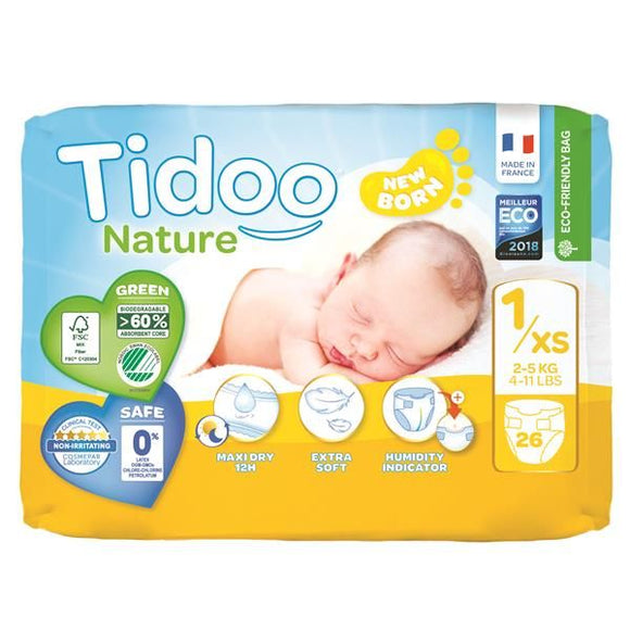 Fraldas Ecológicas Recém-Nascido Tam 1XS 2-5kg - Tidoo - Crisdietética