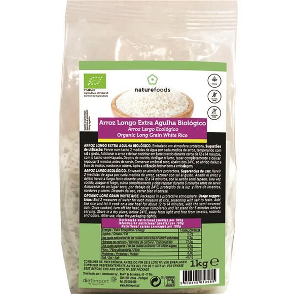 Arroz Agulha Branco Biológico 1kg - Naturefoods - Crisdietética