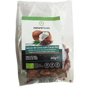 Lascas de Coco com Cacau Biológico 60g - Naturefoods - Crisdietética