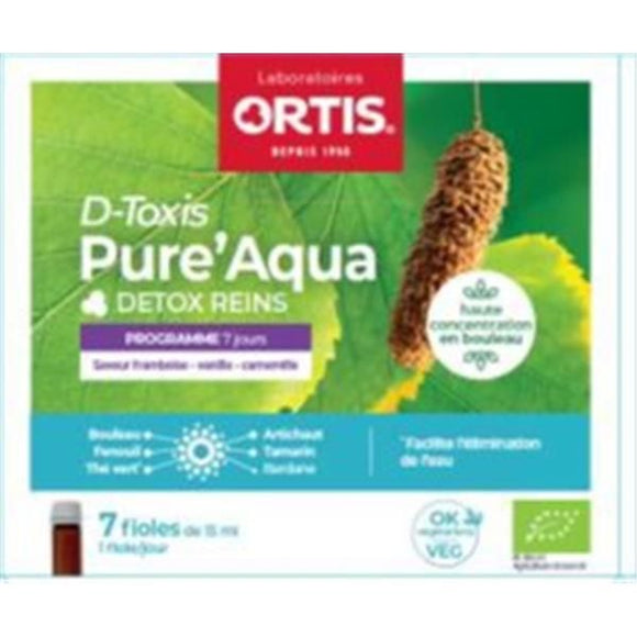 D-Toxis Pure Aqua Detox Express Framboesa 7 ampolas - Ortis - Crisdietética