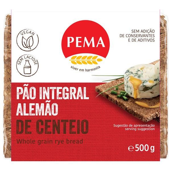 Pão Alemão Integral de Centeio 500g - Pema - Crisdietética