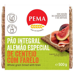 Pão Alemão Integral Especial de Centeio com Farelo 500g - Pema - Crisdietética