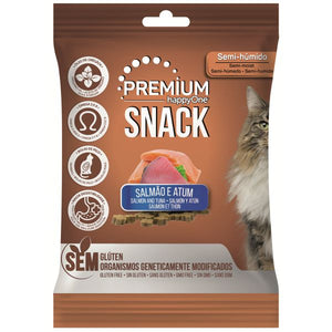 Snacks happyOne Premium Gato Salmão e Atum 4x50g - Crisdietética