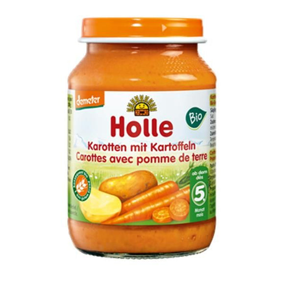 Puré de Cenoura e Batata Biológico 5M 190g - Holle - Crisdietética