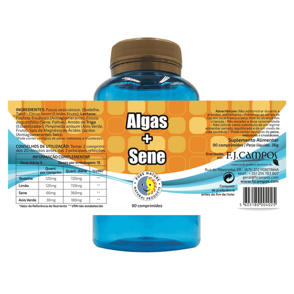 Algas + Sene 180 Comprimidos - Pure Nature - Crisdietética