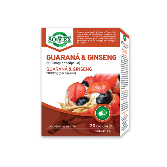 Guaraná e Ginseng 2000mg 30 Cápsulas - Sovex - Crisdietética