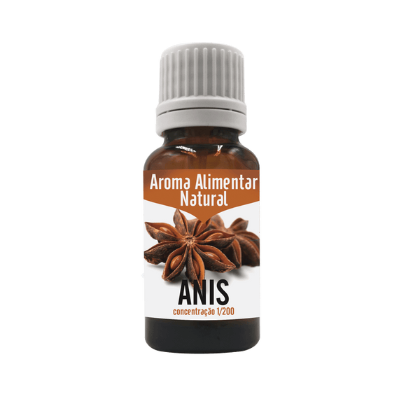 Aroma Alimentar Natural de Anis 1/200 20ml - Elegante - Crisdietética