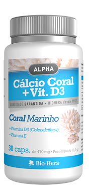 CALCIO CORAL + VITAMINA D3 ALPHA 30 CÁPSULAS - BIO-HERA - Crisdietética