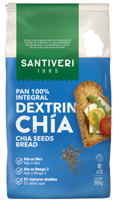 Pão Dextrin Integral com Sementes de Chia 300g - Santiveri - Crisdietética