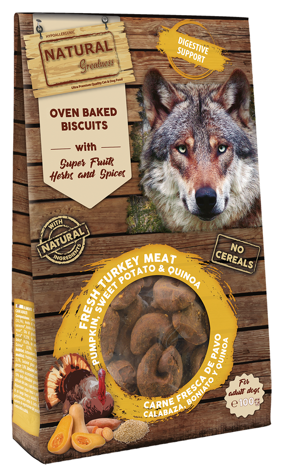 Cão Oven Baked Biscuit Digestive Support 100g- Natural Greatness - Crisdietética