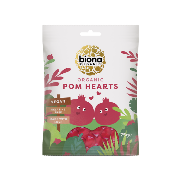 Gomas Bio Corações Romã 75gr - Biona - Crisdietética