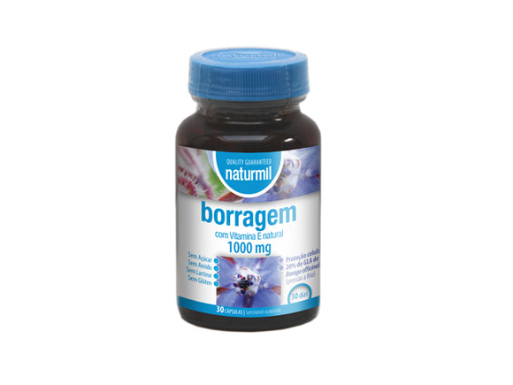 Naturmil Borragem 1000mg 30 Cápsulas - Celeiro da Saúde Lda