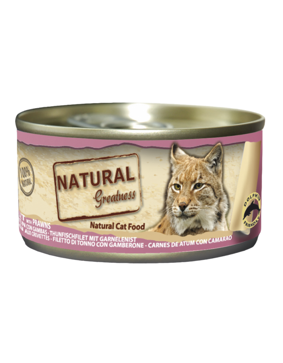 Natural Greatness Ração Húmida Gato Filete de Atum & Gambas 70g - Crisdietética