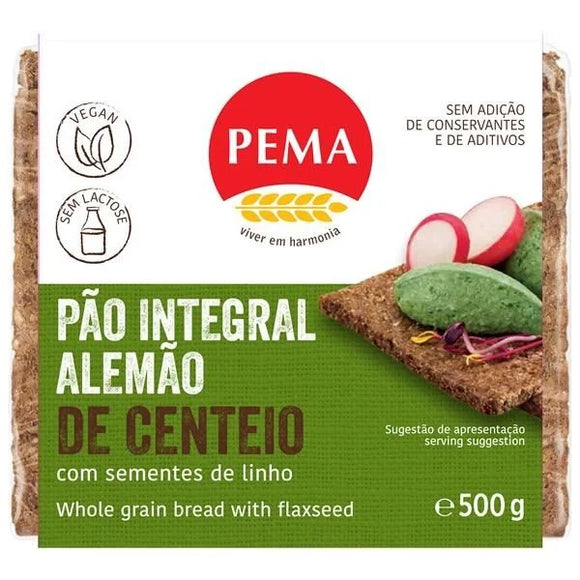 Pão Alemão Integral com Sementes de Linho 500g - Pema - Crisdietética