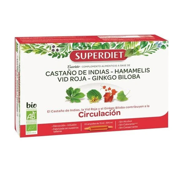 Castanheiro da Índia, Hamamélia, Videira Vermelha e Ginkgo - SuperDiet - Crisdietética