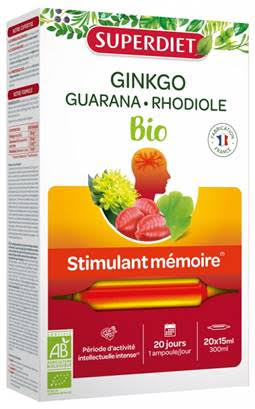 Ginkgo Guaraná Biológico 20 Ampolas - SuperDiet - Crisdietética